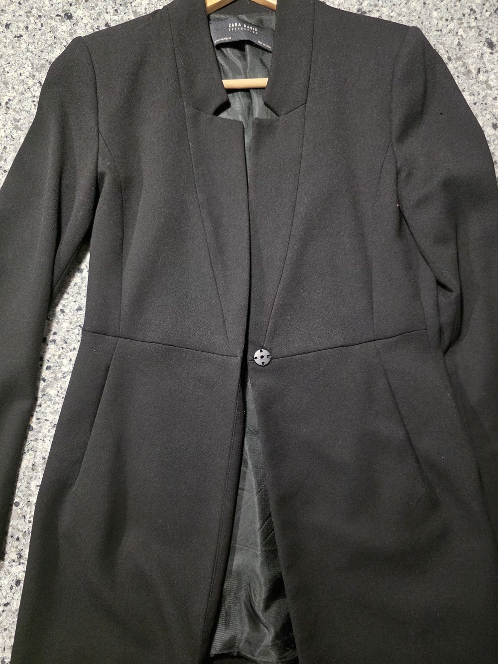Zara Black Longline Single-Button Blazer Coat